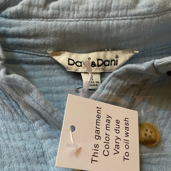 Davi & Dani blue/ gray tie dye button down oversized Long sleeve shacket - Picture 3 of 7